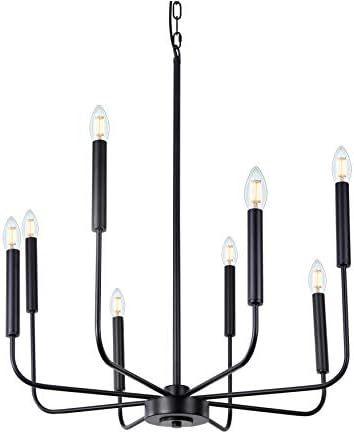 Wellmet Matte Black Farmhouse Chandeliers Light, 8-Light Classic Candle Ceiling Hanging Light Fix... | Amazon (US)