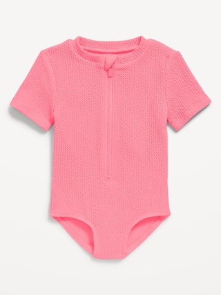 Textured Zip-Front Rashguard One-Piece Swimsuit for Toddler Girls | Old Navy (US)