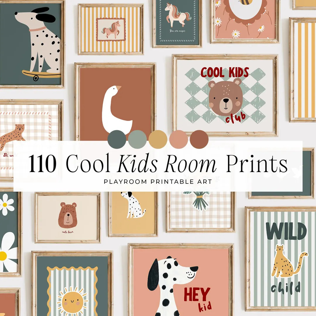 110 Kids Room Prints | Wall Art Set | Nursery Wall Art | Playroom Decor | Kids Room Art | Quirky ... | Etsy (US)