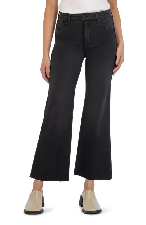 KUT from the Kloth Meg Fab Ab High Waist Raw Hem Ankle Wide Leg Jeans in Experiences W/b at Nordstrom, Size 12 | Nordstrom
