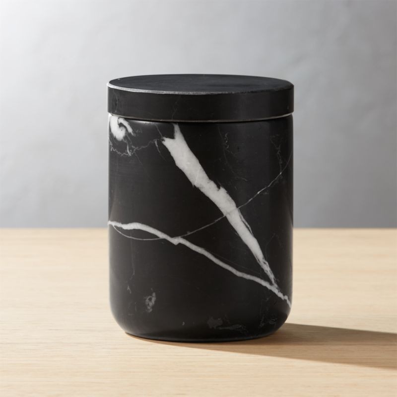 Nexus Small Black Marble Canister + Reviews | CB2 | CB2