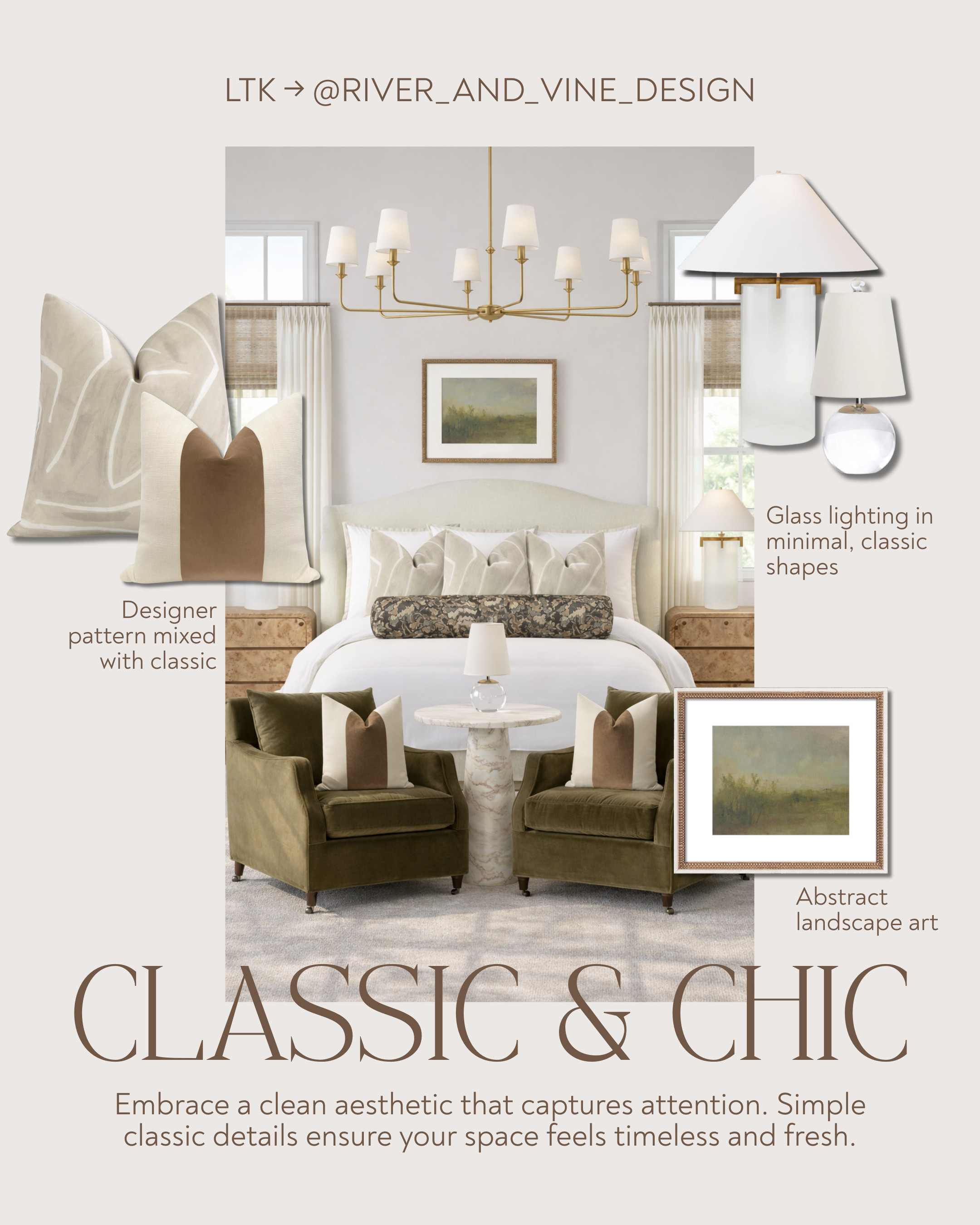 Classic, but never boring. ✨

This look is all about timeless design with just enough contrast to keep it interesting — soft neutrals layered with rich tones, tailored silhouettes, and a mix of classic and modern details.

The combination of glass lighting, warm wood finishes, structured upholstery, and subtle pattern mixing is what makes this space feel elevated and intentional. Nothing is overdone, but every piece works together to create that polished, designer look.

If you’re trying to create a space that feels clean, refined, and effortlessly put together, this is the approach: start with classic foundations, then layer in texture, tone, and a few statement pieces.

This is how you build a timeless space. ✨ 

 #LTKHome