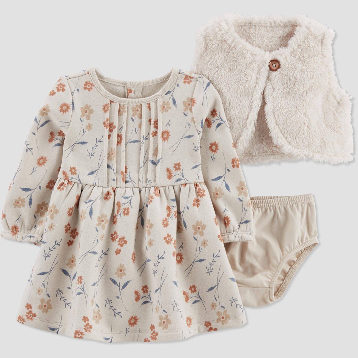 Carter's Just One You®️ Baby Girls' Floral Fleece Vest & Dress Set - Cream | Target