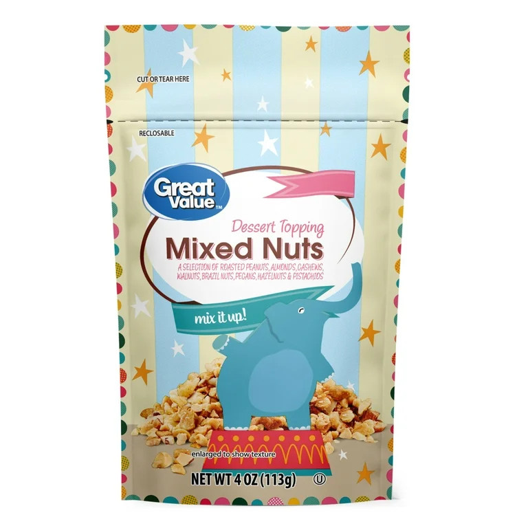 Great Value Mixed Nuts Dessert Topping, 4 oz | Walmart (US)
