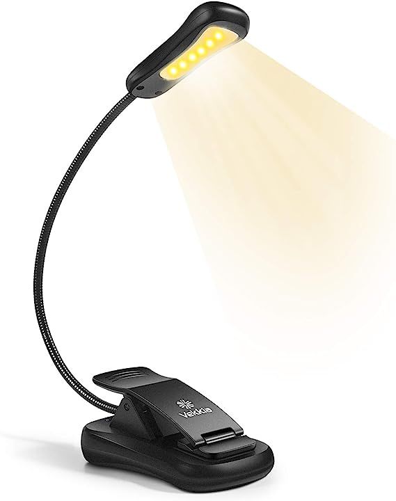 Vekkia Rechargeable 3000K Warm 6 LED Book Light, Easy Clip on Reading Lights for Reading in Bed. ... | Amazon (US)