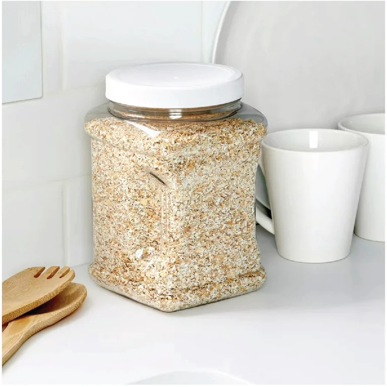 Mainstays 2-Quart Plastic Clear Canister with White Twist-Top Lid (1 Each) 4.85" x 4.73" x 7.30",... | Walmart (US)