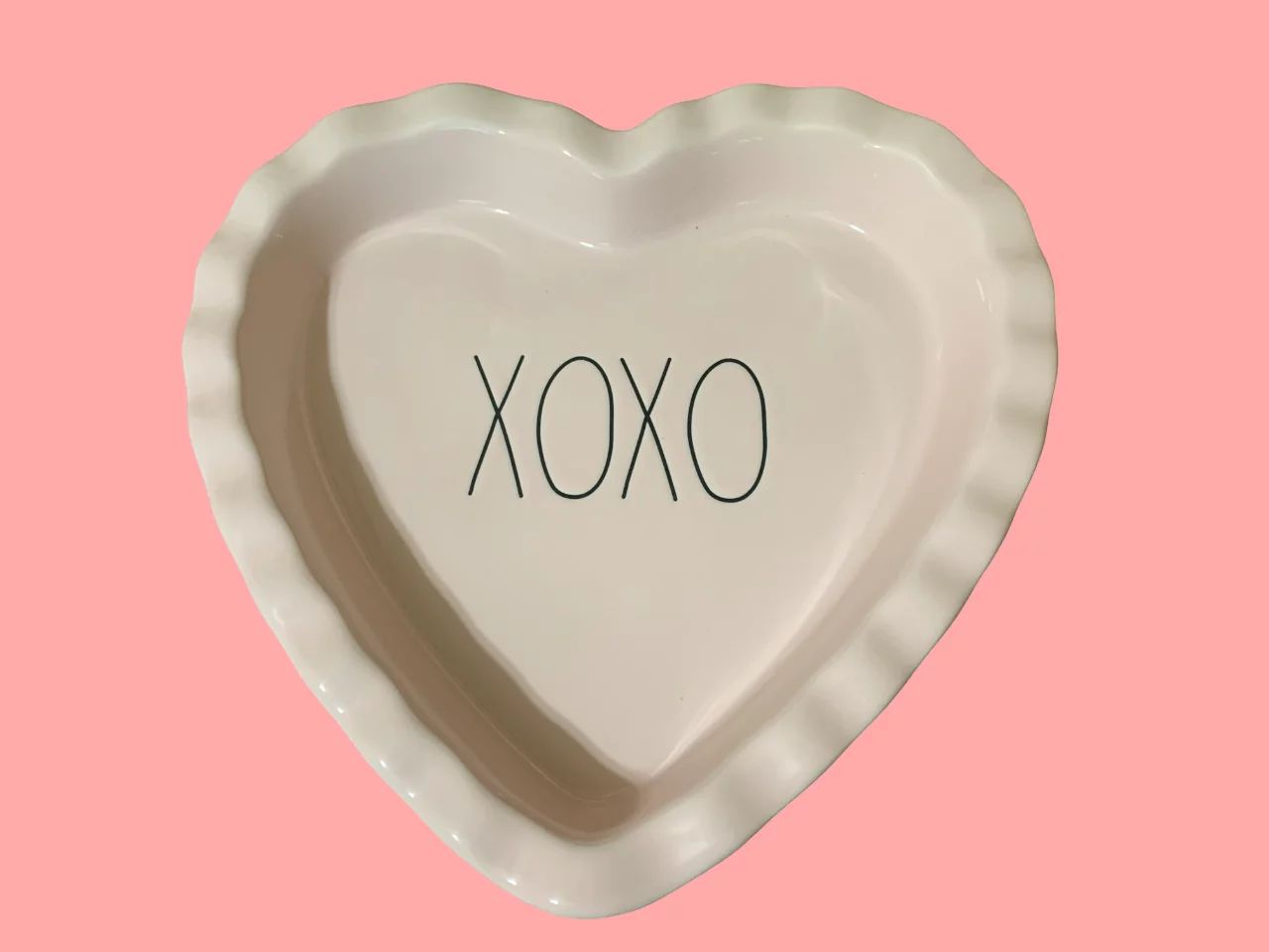 Rae Dunn PINK XOXO Heart Shaped PIE PLATE Ceramic Baking Dish Pan | Walmart (US)