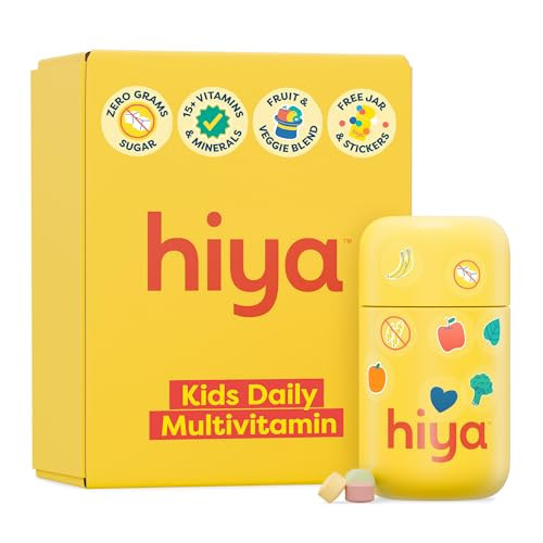 HIYA Kids Multivitamin Tablets – 15+ Essential Vitamins & Minerals with Fruits & Veggies for Ages 2+, Supports Growth, Development & Immune, 0g Sugar – 30 Day Supply for Toddlers & Kids | Amazon (US)
