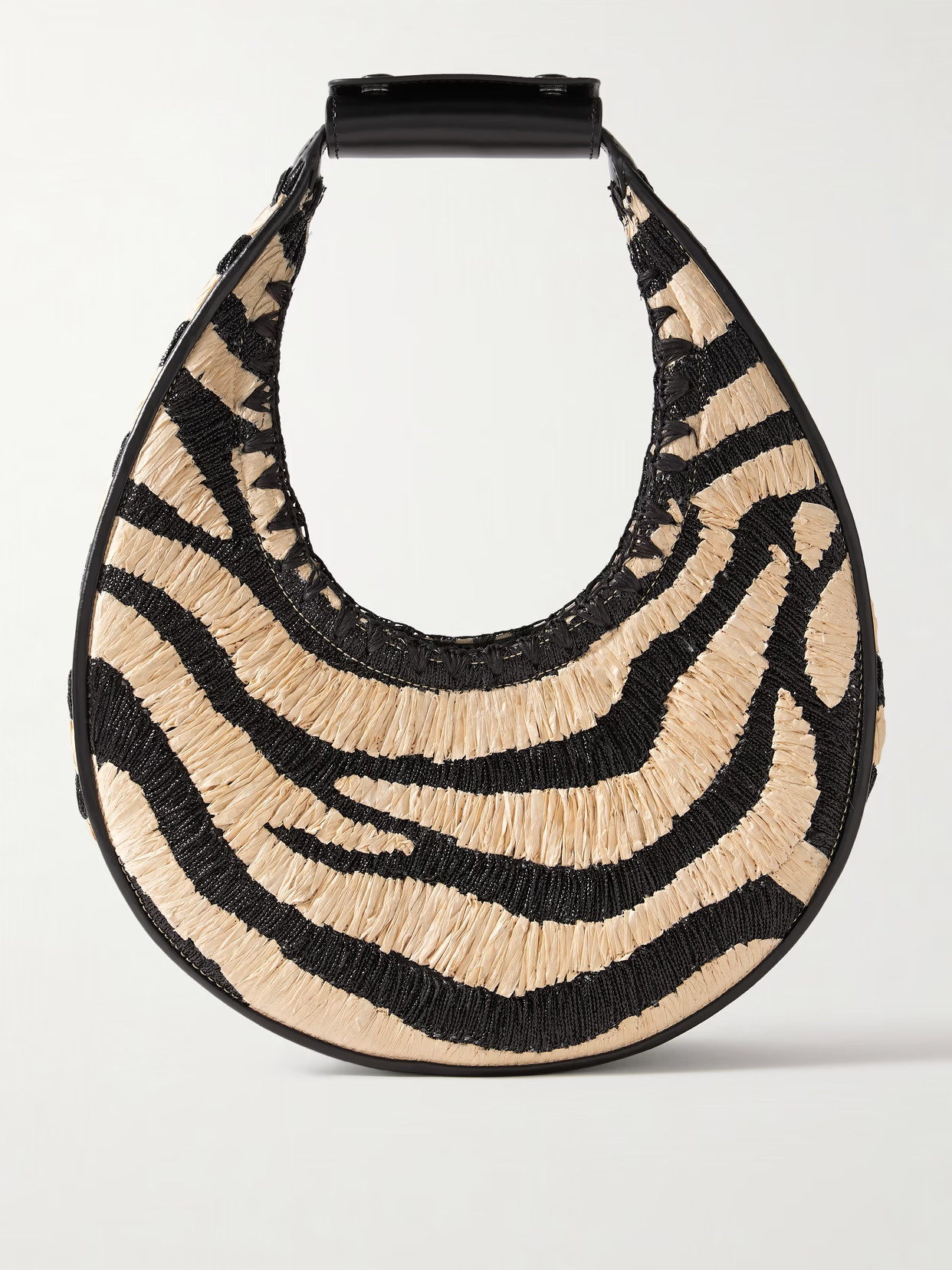 STAUD - Moon Leather-trimmed Raffia-jacquard Tote - Animal print | NET-A-PORTER (US)