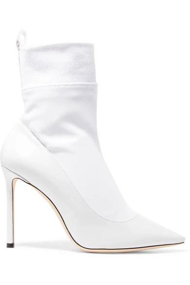 Jimmy Choo - Brandon 100 Leather And Stretch-ponte Ankle Boots - White | NET-A-PORTER (UK & EU)