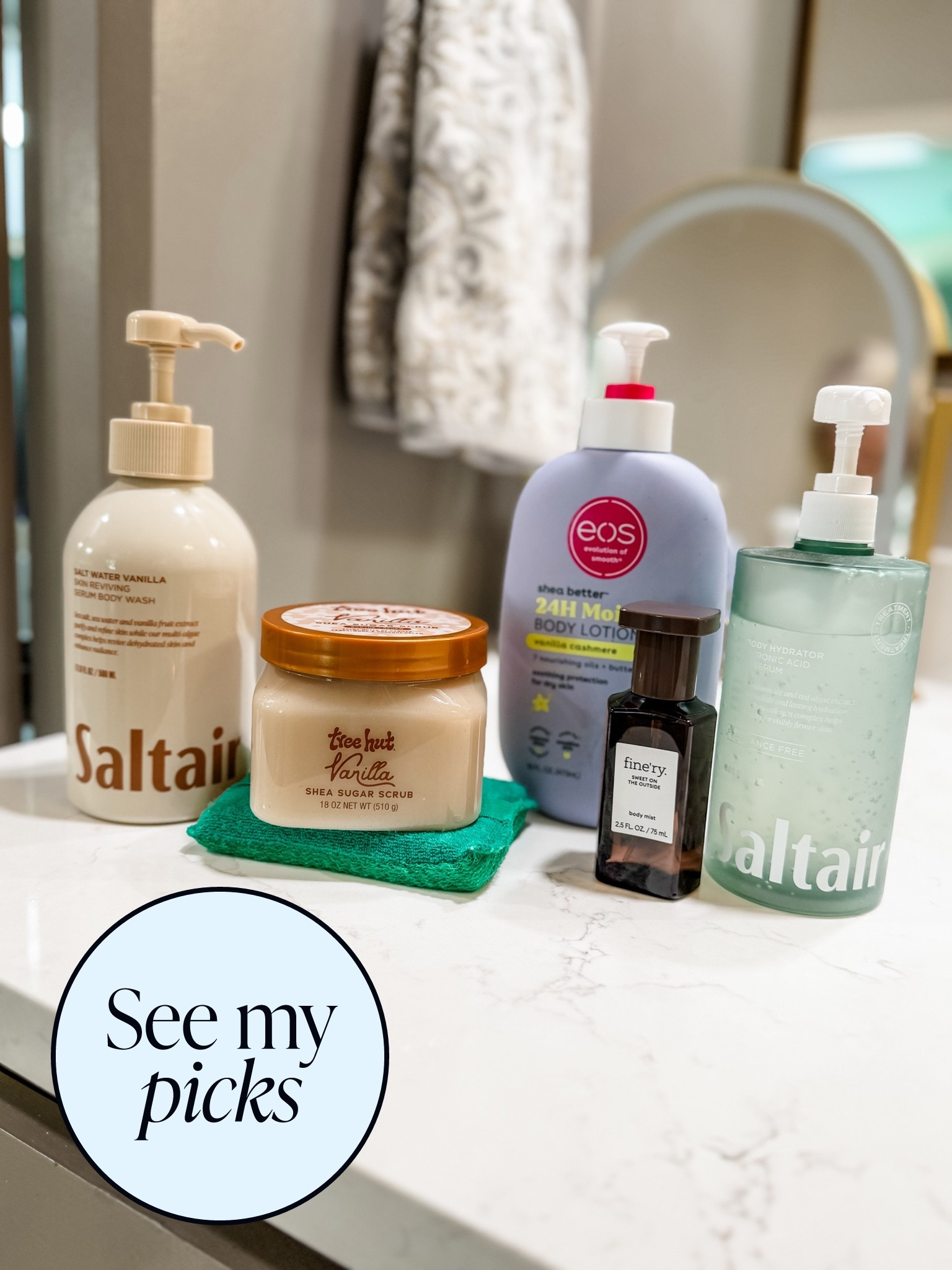 My Target summer glow-up essentials! @Target 

These are the products helping me get my skin soft, smooth, hydrated, and ready for summer. 

✨ Saltair body wash  
✨ Tree Hut Shea Sugar Scrub  
✨ eos moisturizing lotion  
✨ Saltair body serum  
✨ Fine'ry body mist  

This combo leaves my skin feeling exfoliated, moisturized, glowy, and smelling SO good. 

The perfect routine for smooth summer skin, pool days, vacations, and everyday self-care. 

Linking all my favorites here!  

#ltkbeauty #targetfinds #summerglowup #bodycare #selfcarefavorites #beautyroutine #glowingskin #targetbeauty #beautyover50

#LTKgrwm #LTKmomlife #LTKselfcare