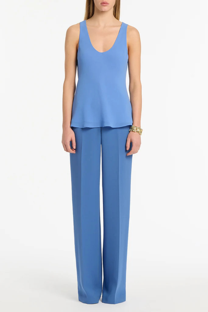 PACIFIC BLUE GEORGETTE SCOOP NECK CAMI | Carla Zampatti
