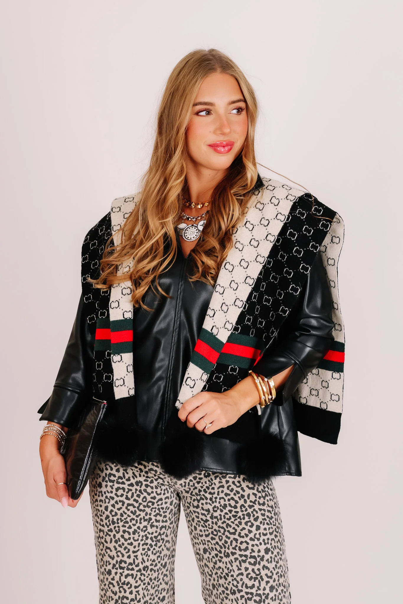 Mitchie's Black Knit Hooded Fox Pom Poms Wrap Black | The Willow Tree