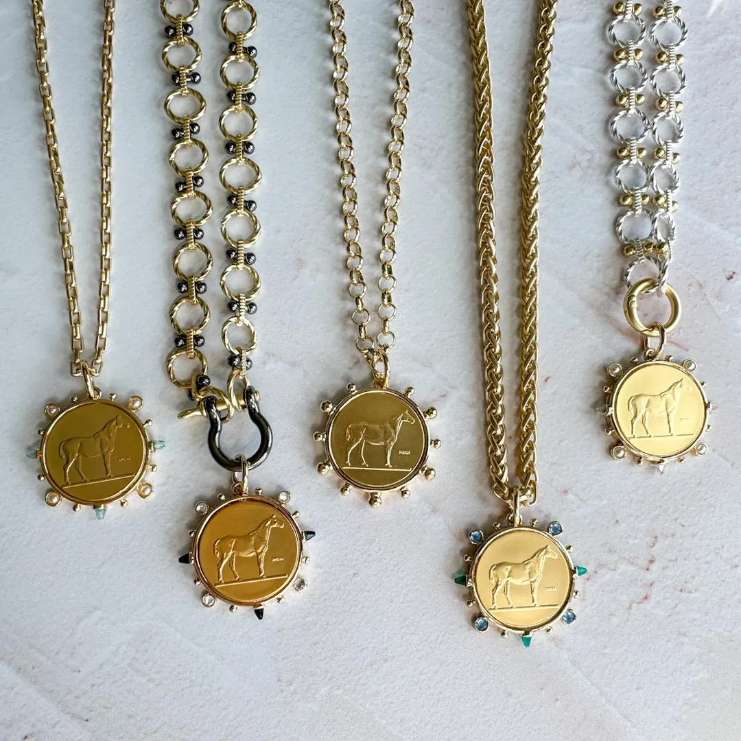 Luxe Gold Horse Coin Necklace Personalizable Equine Pendant Jewelry - Etsy | Etsy (US)