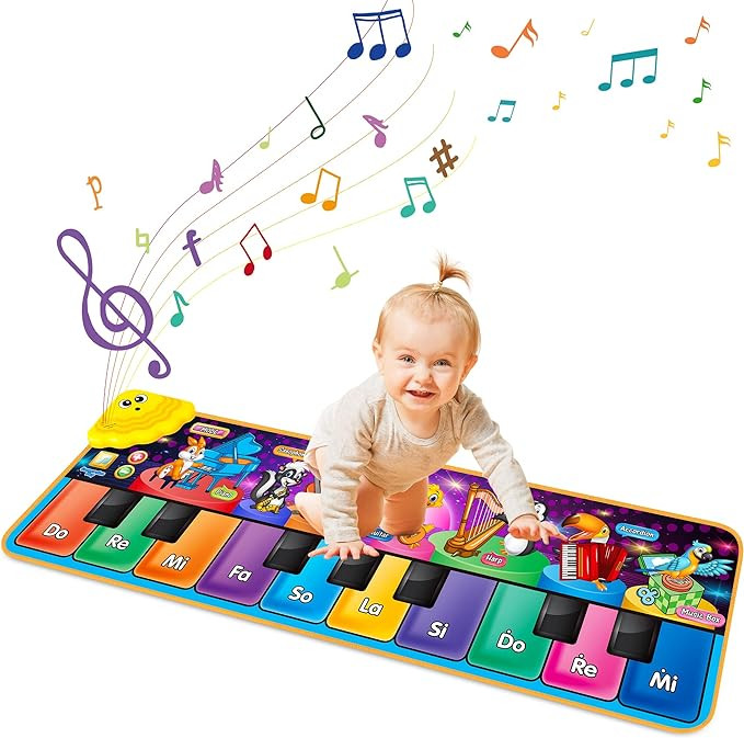 Kids Musical Piano Mats with 25 Music Sounds,Musical Toys Baby Floor Piano Keyboard Mat Carpet An... | Amazon (US)
