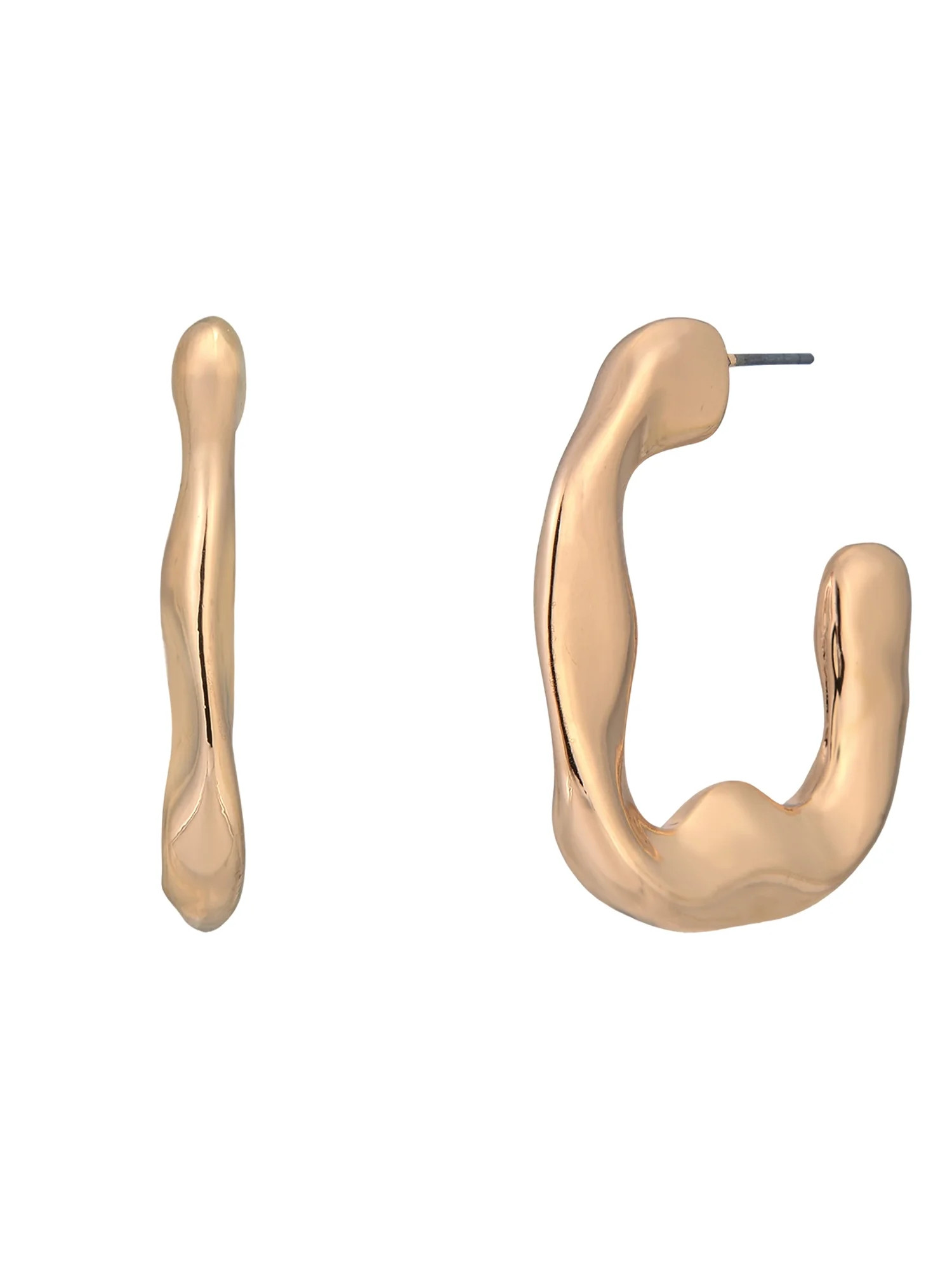 Time and Tru Goldtone Wavy Hoop Earring | Walmart (US)