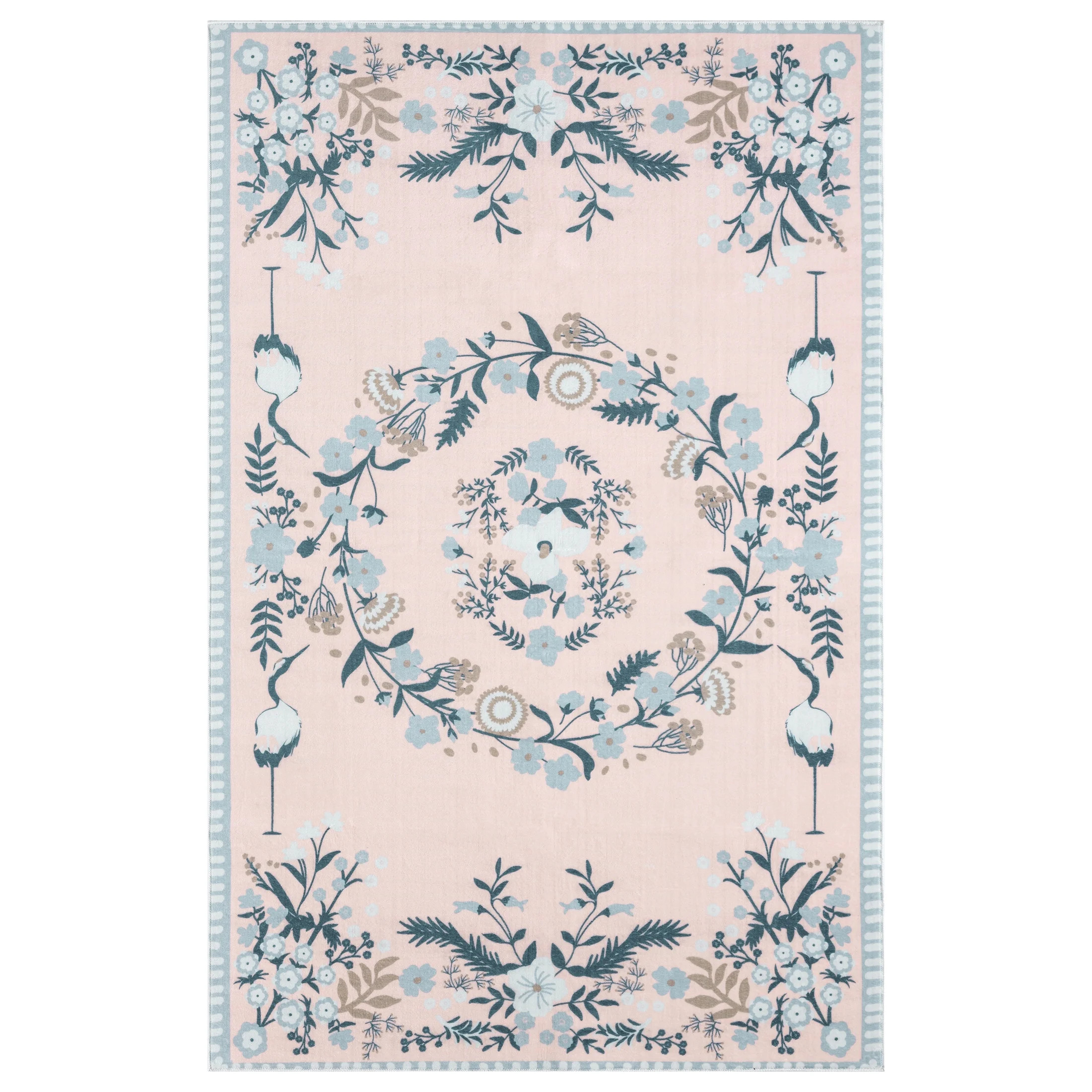 My Texas House Multicolor Floral Printed Faux Fur Machine Washable Indoor Area Rug, 5' x 8' | Walmart (US)