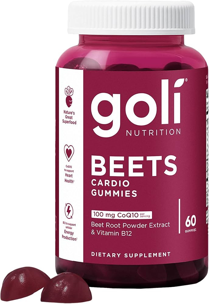 Goli Beets Cardio Gummies with CoQ10 and Vitamin B12 - Beetroot Extract - Cardiovascular Wellness... | Amazon (US)
