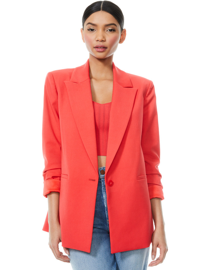 DENNY NOTCH COLLAR BLAZER | Alice + Olivia