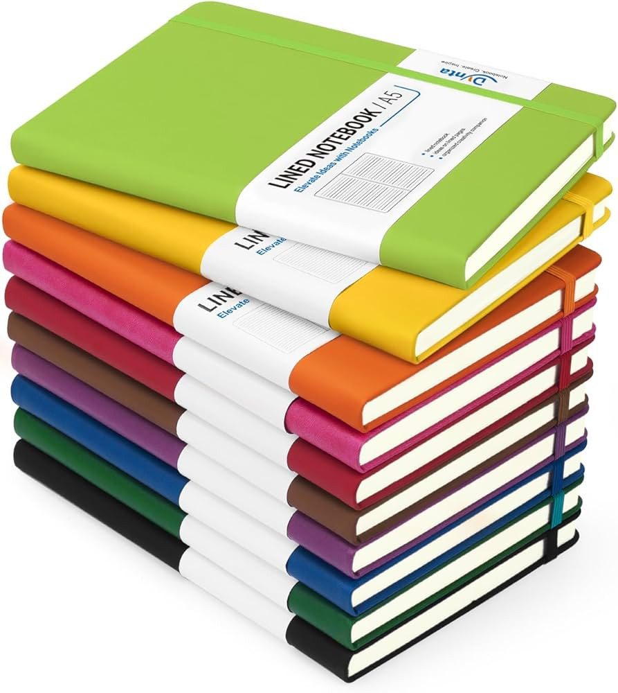 Dynta Hardcover Journal Notebooks, 10 Packs A5 Lined Journals Bulk for Writing 200 Pages/100Sheet... | Amazon (US)