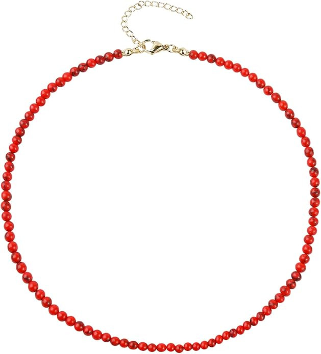Turquoise Necklaces for Women Turquoise Beaded Necklace Handmade Bead Necklace 14K Gold Chain Boh... | Amazon (US)