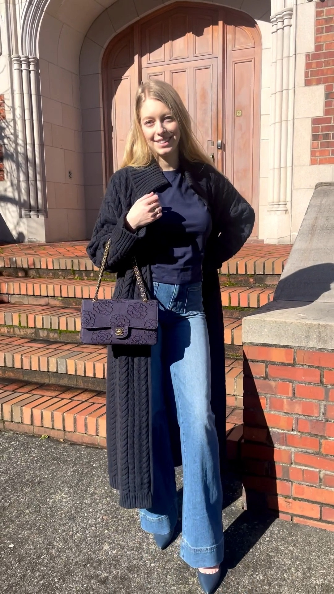 Spring outfit with long wide jeans from buffalo jeans. Cashmere longline cardigan 
#buffalojeans #wearedenim
Pink knit sweater, light and dark denim.

#LTKootd #LTKSaleAlert #LTKSpringSale