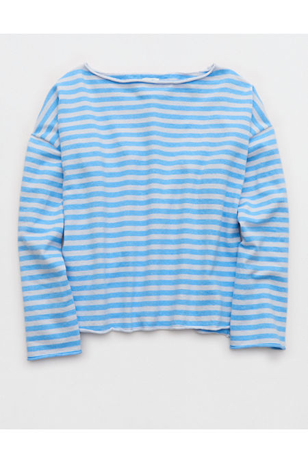 Aerie Sunday Soft Boatneck Sweater Women's Blue Vinyl S | Aerie