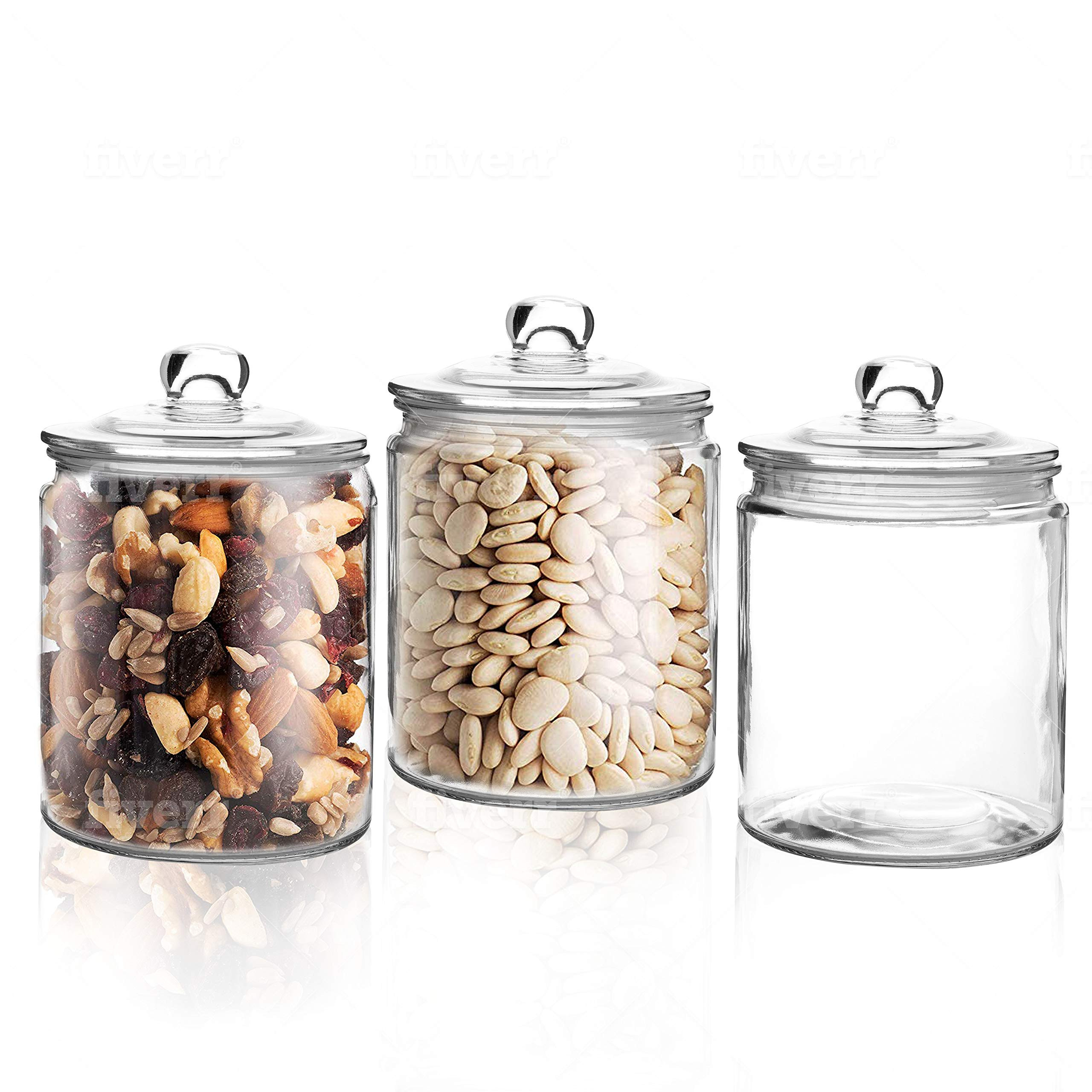 Set of 3 Glass Jar with Lid 1 Liter | Airtight Glass Storage Container for Food, Pasta, Coffee, C... | Amazon (US)