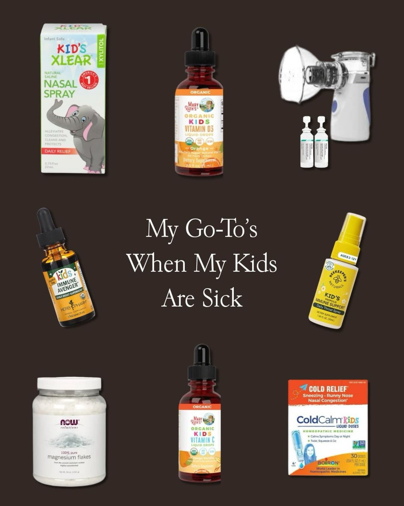 My sick-day essentials for kids 🤍
Gentle supports I trust and keep stocked at home.

-Kids @xlear to help their sinuses and respiratory tract
-Kids @maryruthorganics Vit D3 drops to help boost immunity
-Kids @maryruthorganics Vit C drops to help fight off any infections
-Portable Nebulizer and Sterile Saline dropper to help soothe any respiratory symptoms
-Magnesium’s flakes @nowfoodsofficial in the bath to help process any toxins
-Kids Immune Spay from @beekeepers_naturals help boost immunity and soothe throats 
-Immune Avenger from @herbpharm for immune support
- Kids Cold Calm from @boironusa to help any runny nose, sore throat, congestion, ect

—
#functionalhealth #naturalhealthsolutions #maryruthsorganics #beekeepersnaturals #nebulizer #kidsnaturalhealth #drabbylee 

#LTKKids #LTKBaby #LTKmomlife