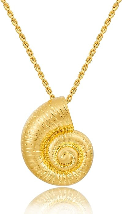Gold Seashell Pendent Necklace Bohemian Necklaces Summer Beach Necklaces for Women | Amazon (US)