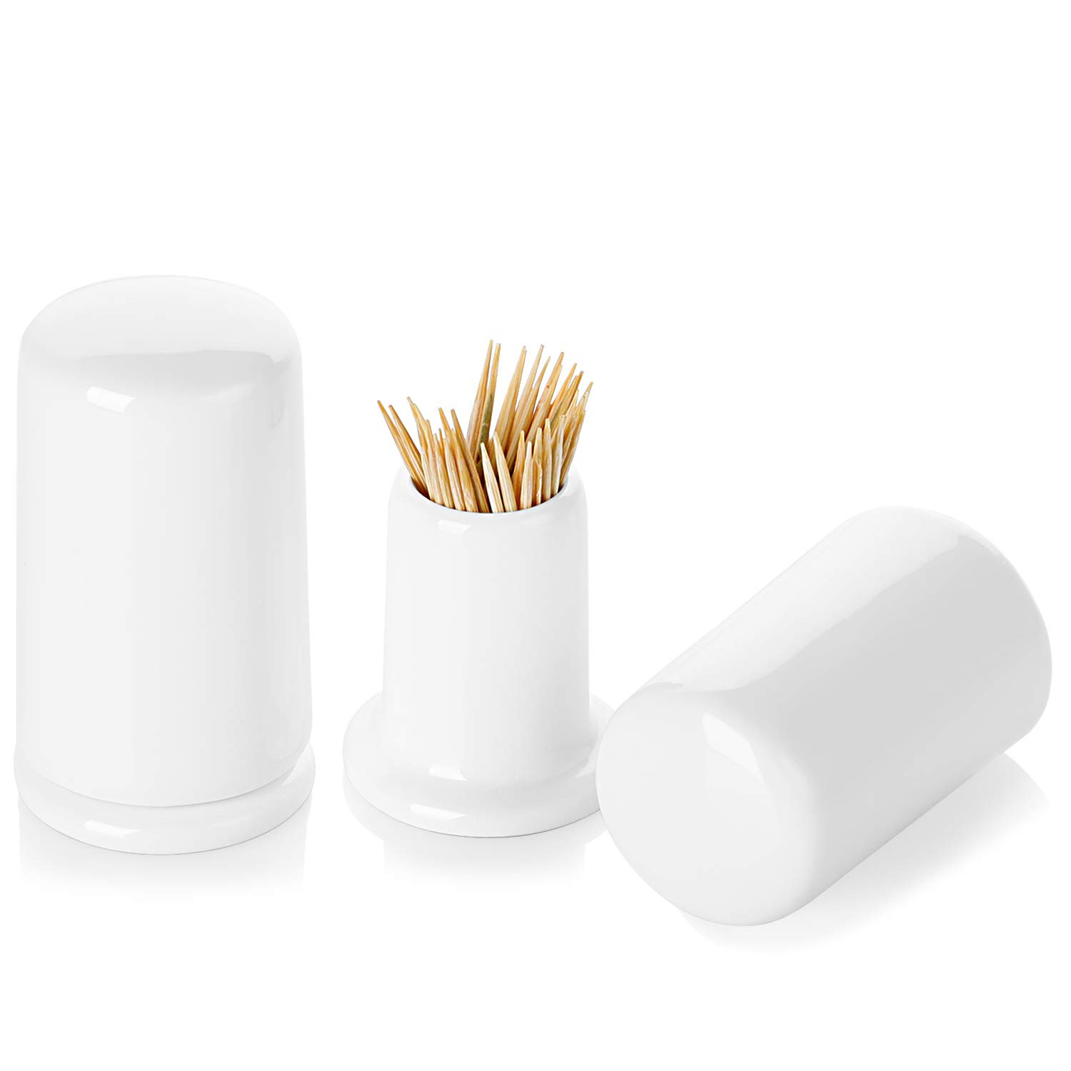 ONTUBE Ceramic Toothpick Holder with Lid,Toothpick Dispenser for Home, Easy To Clean-Set of 2, Wh... | Amazon (US)