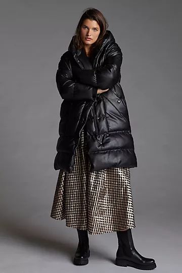Faux Leather Puffer Coat | Anthropologie (US)