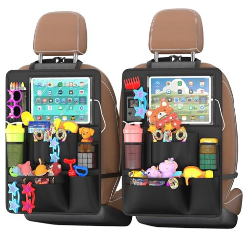 Oneyus Backseat Car Organizer with Touch Screen,Kick Mats Back Seat Protector with 10 Storage Pockets,Car Seat Back Organizers Storage for Snacks Drinks Toy Umbrellas for Kids Road Trip | Amazon (US)