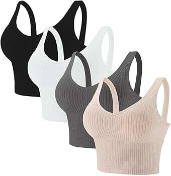 Comfy Cami Bra for Women Crop Top Yoga Bralette Longline Padded Lounge Bra Pack of 4 | Amazon (US)