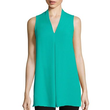 Worthington® Sleeveless Pleated Tunic - Tall | JCPenney