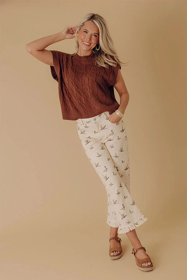 Mallard Mode Midrise Straight Leg Ruffle Pants | Impressions Online Boutique