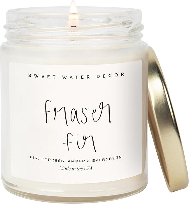 Sweet Water Decor Fraser Fir Candle - Evergreen, Cedar, Winter Holiday Scented Soy Christmas Cand... | Amazon (US)