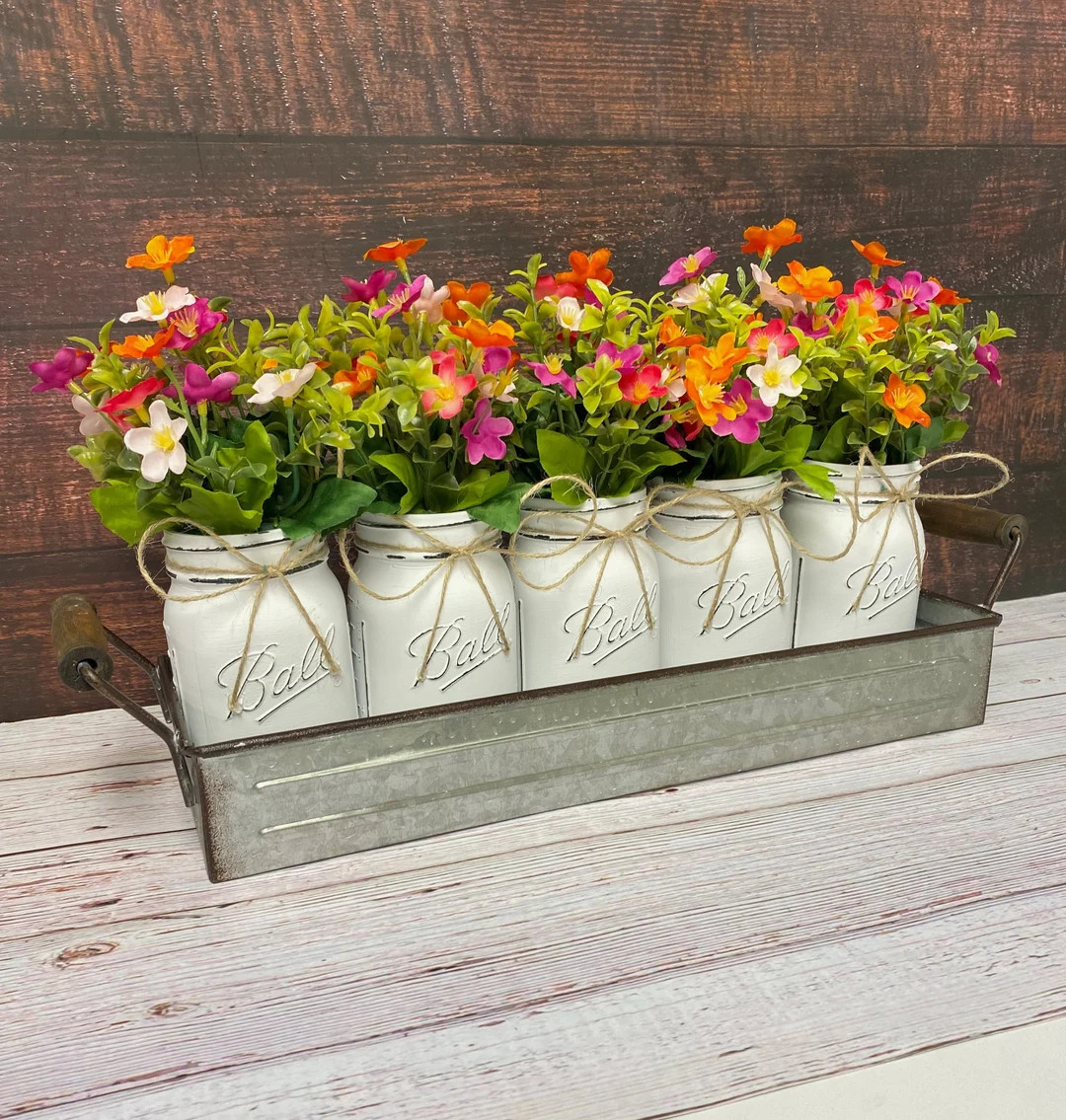 Wildflower Mason Jar Centerpiece: Rustic Farmhouse Table Decor - Etsy | Etsy (US)