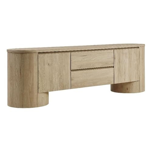 Modway Duval 71 Inch Oval TV Stand in Light Oak \u2013 Low Profile Mid Century Modern Media Cabin... | Amazon (US)