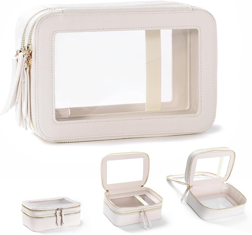 Clear Makeup Bags Travel Toiletry Bag, Clear Make Up Bag Cosmetic Bag, Portable Makeup Bag Zipper... | Amazon (US)