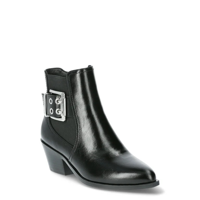 Scoop Women’s Faux Leather Moto Buckle Ankle Booties | Walmart (US)