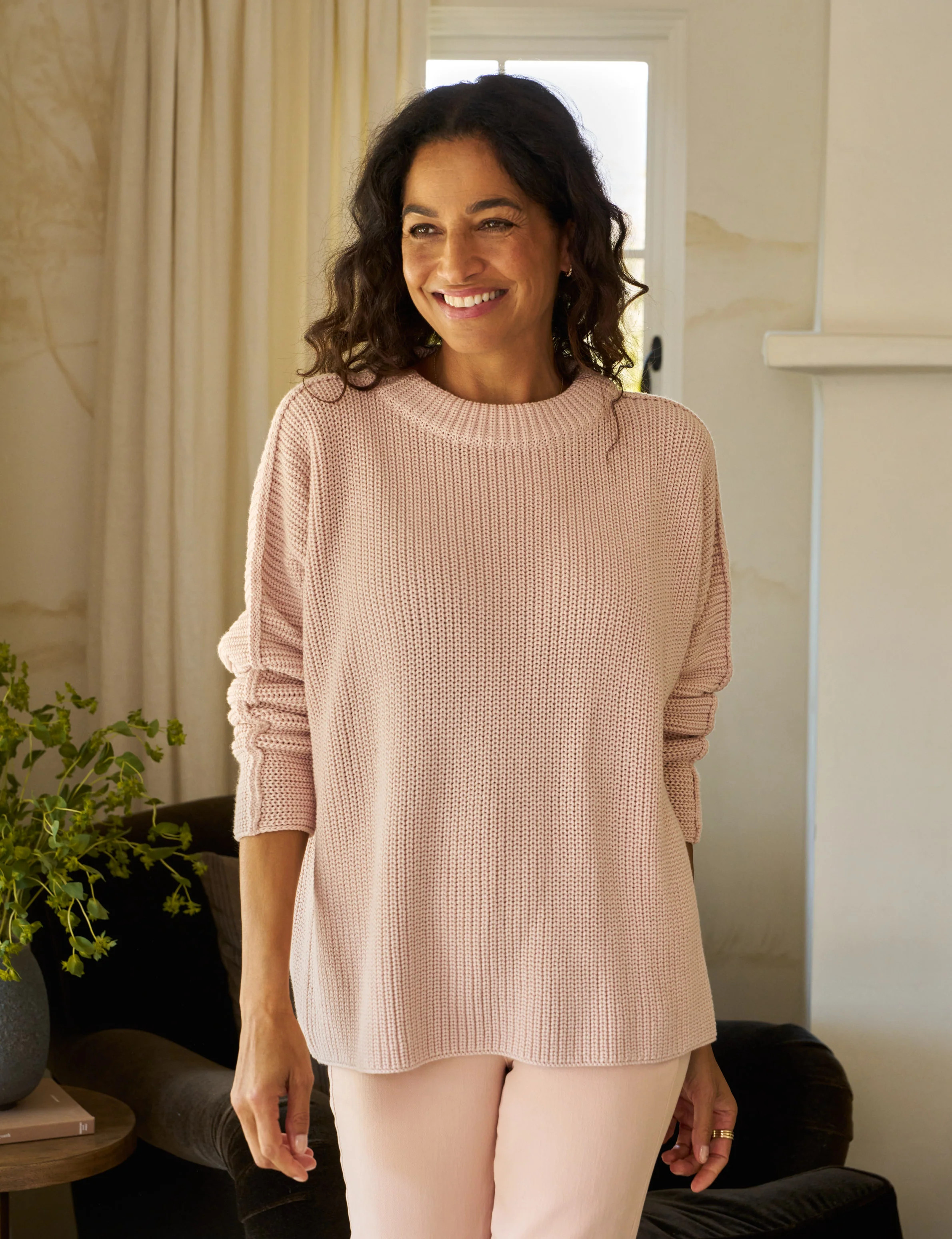 MONTECITO SWEATER Vintage Rose, Pure Italian Cotton | Frank & Eileen