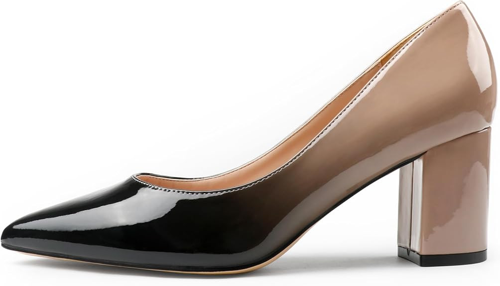 JOY IN LOVE Pumps for Women Chunky Heels Comfortable Middle Block Heel Work Dress Pumps | Amazon (US)