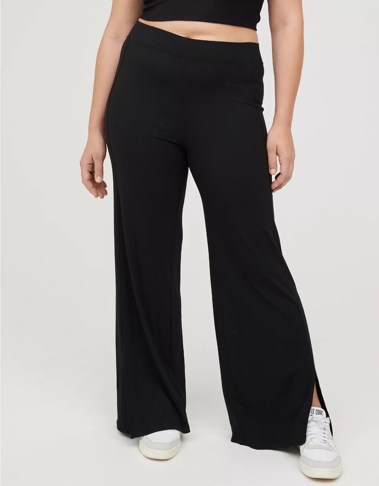 OFFLINE By Aerie Thumbs Up Heavyweight Ribbed Wide Leg Pant | Aerie