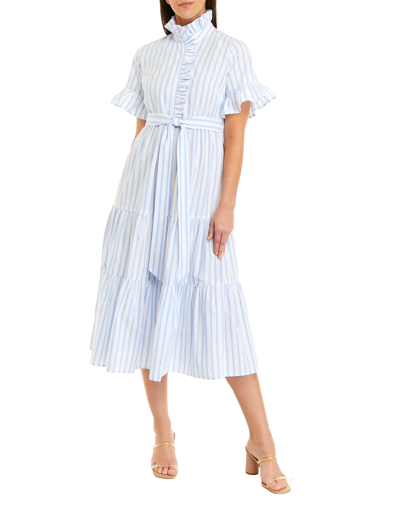 Women's Ruffle Button Front Tiered Dress | Belk