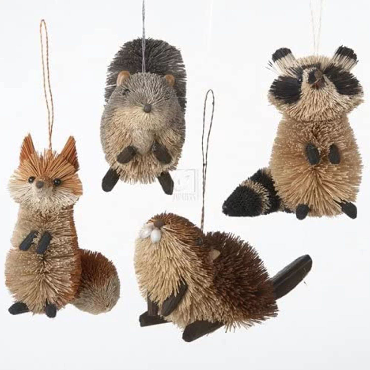 Kurt Adler 3.5-Inch-6-Inch Buri Woodland Animal Christmas Ornaments, 4 Assorted - Walmart.com | Walmart (US)