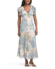 V-neck Flutter Sleeve Maxi Dress | TJ Maxx