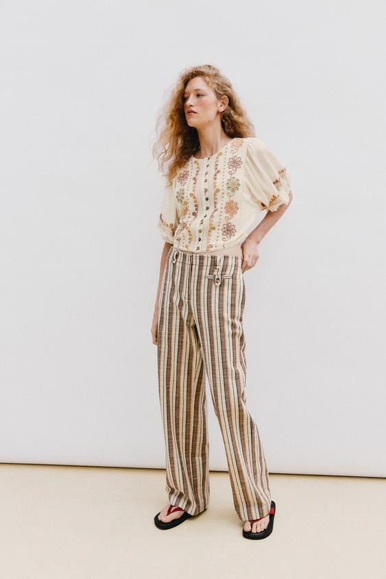 EMBROIDERED FRINGE BLOUSE | Zara US