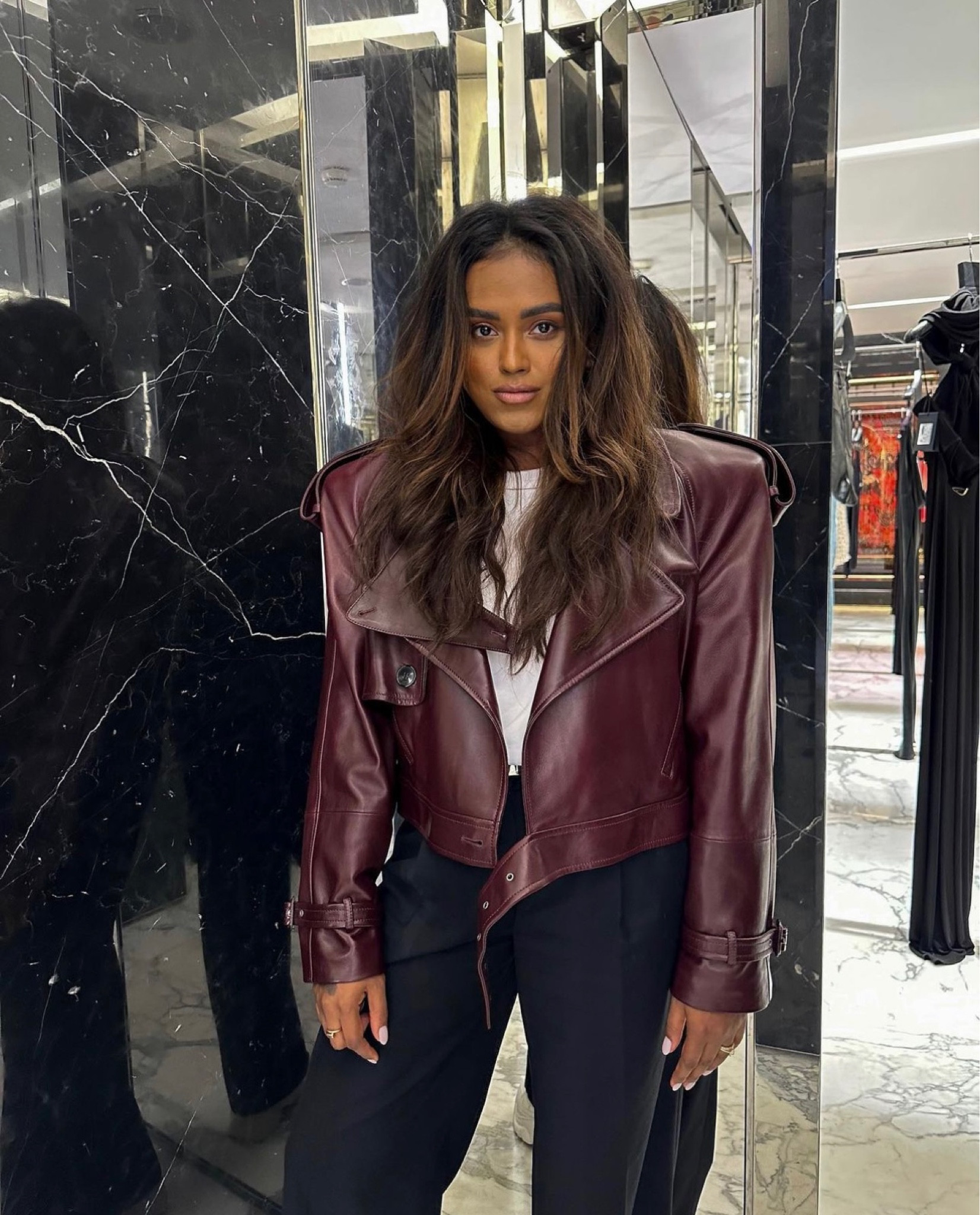 Saint Laurent leather burgundy jacket, YSL jacket, leather jacket, autumn jacket, burgundy leather, cropped leather jacket, Net-A-Porter, Selfridges, leather look 

#LTKSeasonal #LTKstyletip #LTKeurope