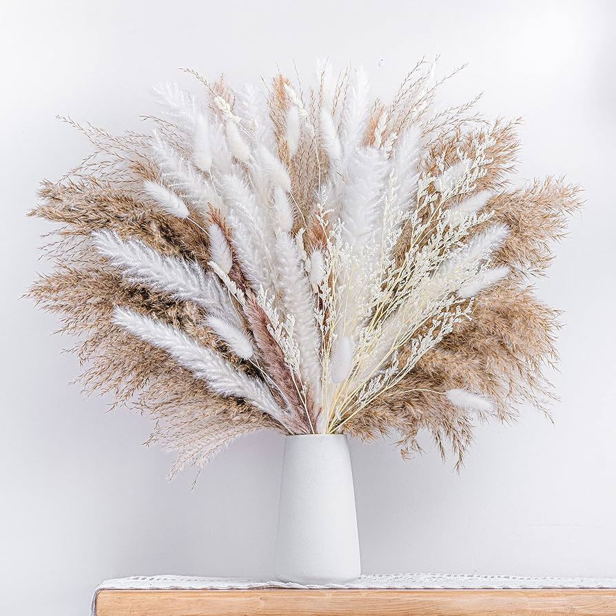 86PCS Natural Dried Pampas Grass Bouquet,Boho Home Decor Bouquet, Phragmites Dried Flowers,Bouque... | Amazon (US)